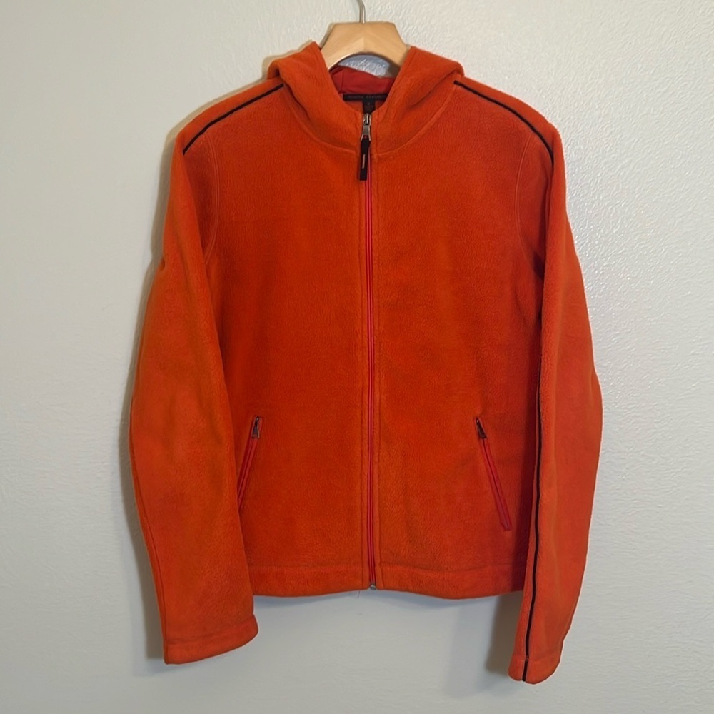 Banana Republic Orange Fleece Zip Hooded Jacket